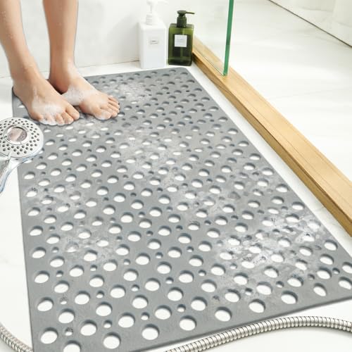 Tiamo Non Slip Large Shower Mat 354236 TPE Bath Mats for Inside Outside ShowerExtra Large Bathtub Mat with Suction Cups and Big Drain Holes - Image 3