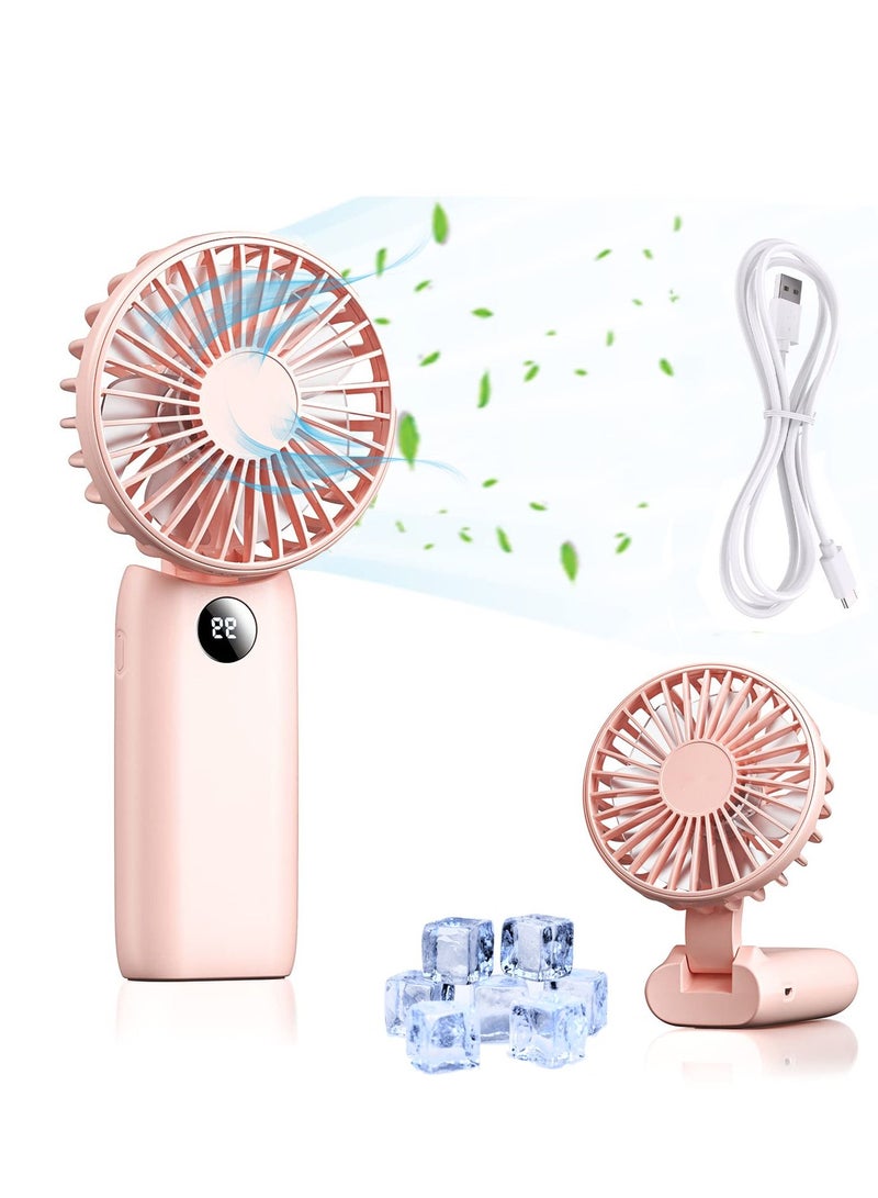 Excefore Handheld Mini Portable Fan, 4000mAh Digital display handheld USB fan mini rechargeable small electric fan for Stylish Girl Women Men Indoor Outdoor - Image 1