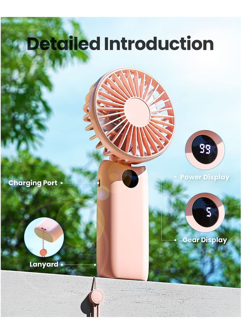 Excefore Handheld Mini Portable Fan, 4000mAh Digital display handheld USB fan mini rechargeable small electric fan for Stylish Girl Women Men Indoor Outdoor - Image 2