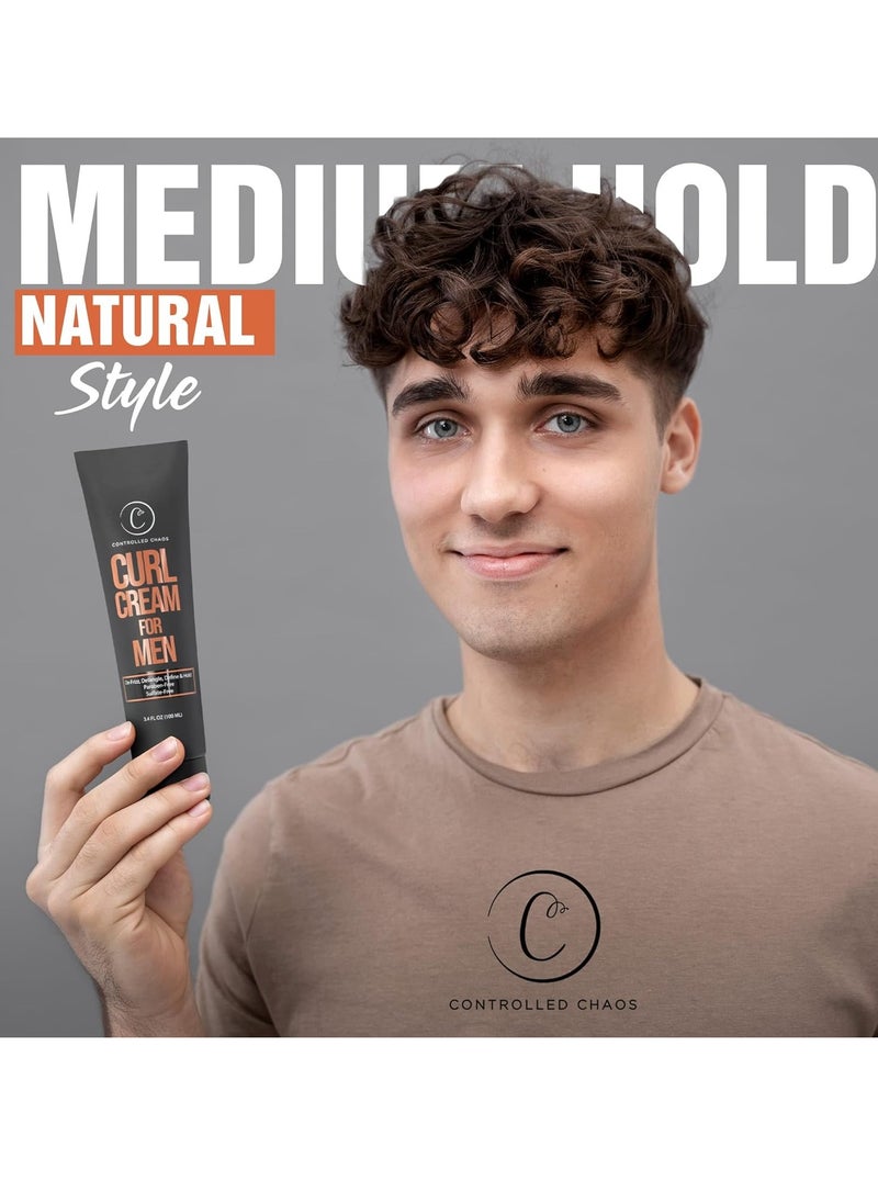 Controlled Chaos - Controlled Chaos Curl Cream for Men - Hair Styling Cream For Wavy and Curly Hair With Shea Butter, Jojoba Oil, Coconut Oil, Add Smoothness, Anti-frizz, Sulfate-Free Curl Cream (3.4oz) - Image 1