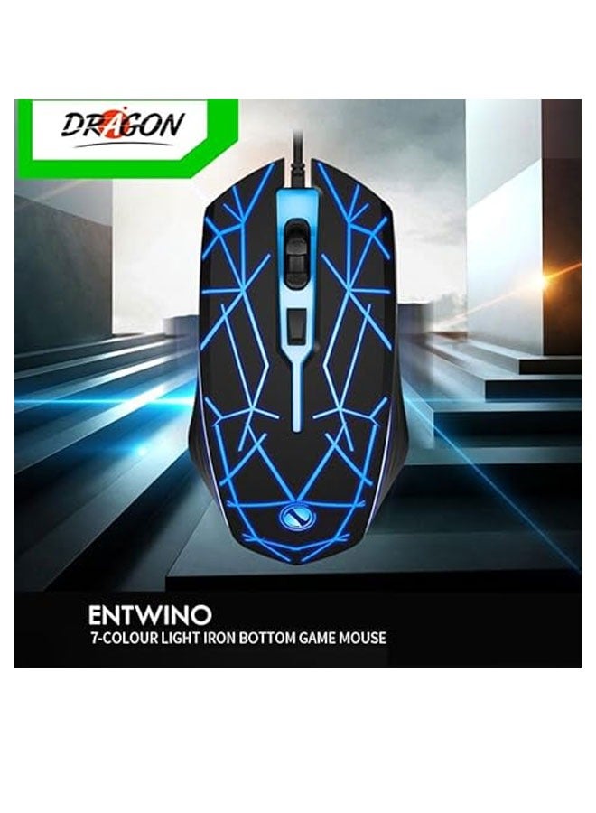 ENTWINO Dragon Gaming Mouse, DPI Button, 7 Colours Light, Metal Bottom Wired Optical Gaming Mouse - Image 2