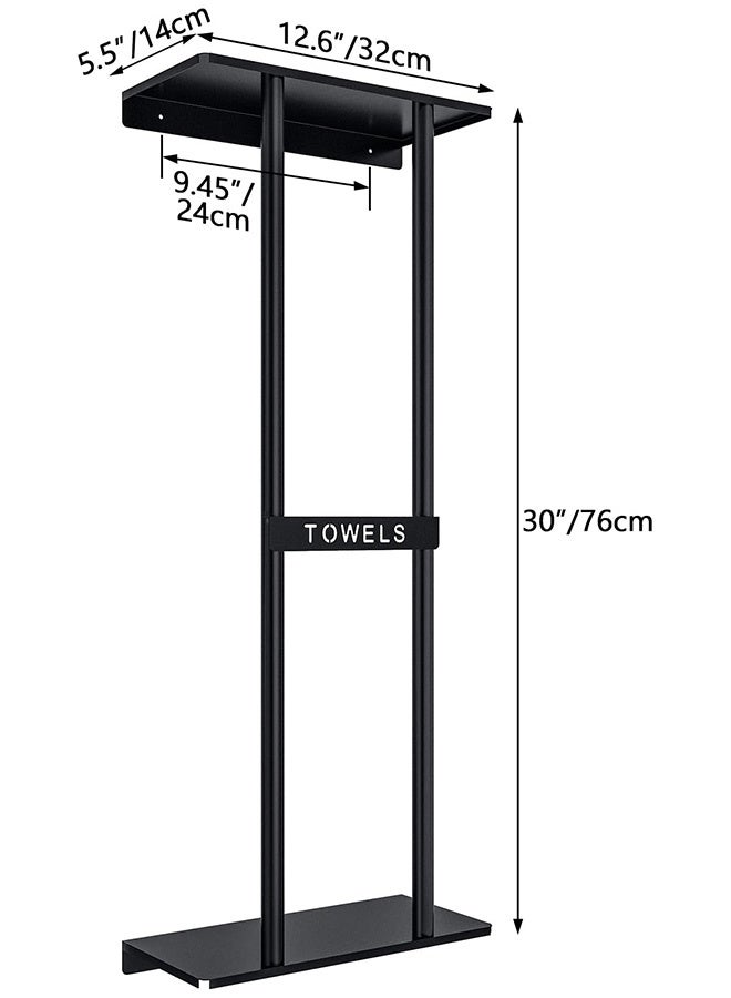Peachjoy Bathroom Towel Storage Rack, Towel Racks for Bathroom Wall Mounted 30 inch with Shelf Can Holds 6 Large Towels, Wall Towel Rack for Rolled Towels, Black - Image 4