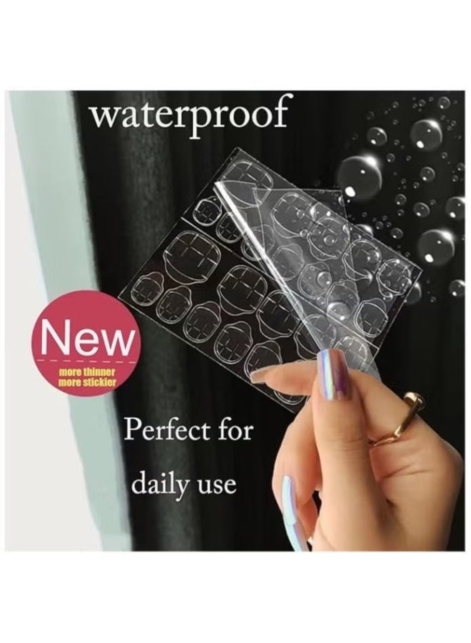 FCB 240Pcs False Nail Adhesive Tabs - Ultra-Thin Waterproof Double-Sided Nail Glue Stickers for Press-on Nails, 10 Sheets, Clear - Image 1