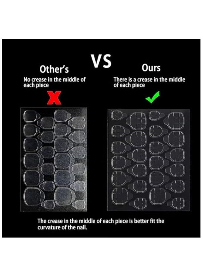 FCB 240Pcs False Nail Adhesive Tabs - Ultra-Thin Waterproof Double-Sided Nail Glue Stickers for Press-on Nails, 10 Sheets, Clear - Image 4