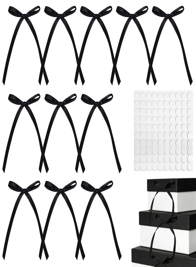 CNYMANY 40 Pcs Black Bows, CNYMANY 5x7 Inch Satin Ribbon Bows for Cake with Double-Sided Tape, Cute Twist Tie Bow for DIY Gift Wrapping Balloons Birthday Decorations Treat Bags - Image 1