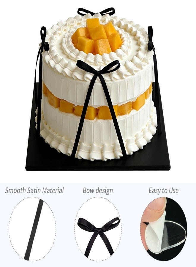 CNYMANY 40 Pcs Black Bows, CNYMANY 5x7 Inch Satin Ribbon Bows for Cake with Double-Sided Tape, Cute Twist Tie Bow for DIY Gift Wrapping Balloons Birthday Decorations Treat Bags - Image 3
