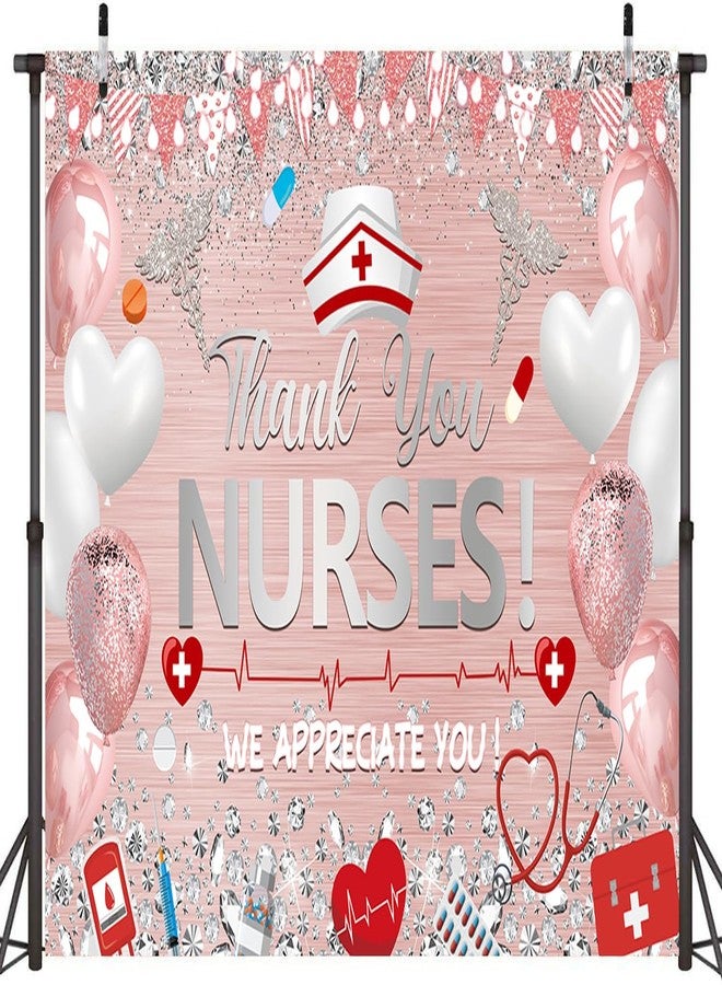 CINRAY Thank You Nurses Backdrop 8x6FT Nurse Appreciation Week Banner 2025 Nurses Day Decorations Background for Nurse Graduation Party Supplies Photo Props - Image 2