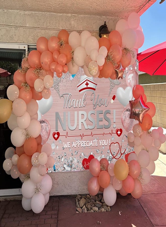 CINRAY Thank You Nurses Backdrop 8x6FT Nurse Appreciation Week Banner 2025 Nurses Day Decorations Background for Nurse Graduation Party Supplies Photo Props - Image 4