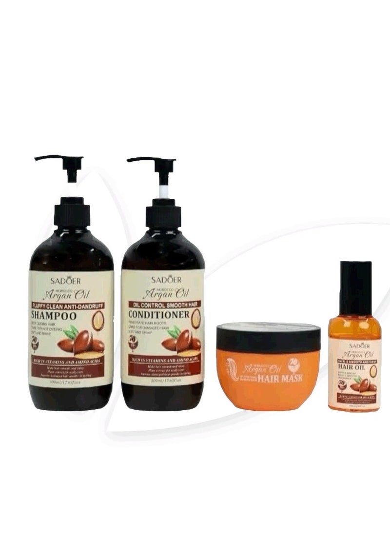 SADOER - Argan Hair Care Set Consisting of Shampoo and Conditioner 500 ml Mask 250 ml and Serum 80 ml Sulfate Free. - Image 1