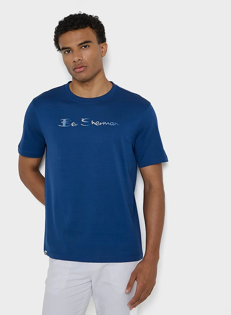 Ben Sherman Mercerised Cotton Chest Print T-Shirt