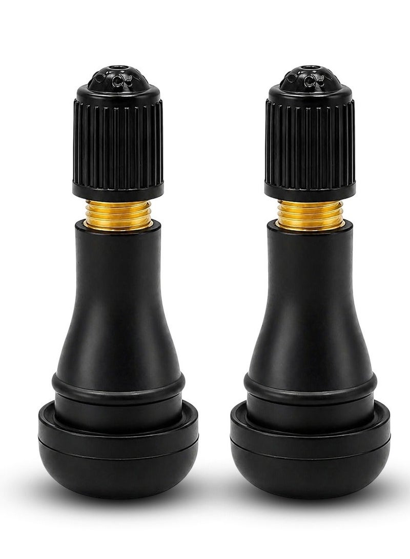 طقم صمامات إطارات TR414 مكون من قطعتين، مناسب للسيارات والدراجات النارية والدراجات الهوائية والشاحنات، بديل لصمامات الإطارات بدون أنابيب، مصنوع من المطاط والنحاس، مقاوم للتسرب ودرجات الحرارة العالية، صمام هواء عالمي للعجلات مع أغطية، لإصلاح إطارات السيارات والدراجات وسيارات الدفع الرباعي والمقطورات - Image 1