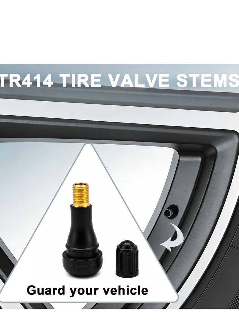 طقم صمامات إطارات TR414 مكون من قطعتين، مناسب للسيارات والدراجات النارية والدراجات الهوائية والشاحنات، بديل لصمامات الإطارات بدون أنابيب، مصنوع من المطاط والنحاس، مقاوم للتسرب ودرجات الحرارة العالية، صمام هواء عالمي للعجلات مع أغطية، لإصلاح إطارات السيارات والدراجات وسيارات الدفع الرباعي والمقطورات - Image 5