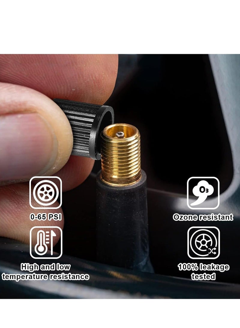 طقم صمامات إطارات TR414 مكون من قطعتين، مناسب للسيارات والدراجات النارية والدراجات الهوائية والشاحنات، بديل لصمامات الإطارات بدون أنابيب، مصنوع من المطاط والنحاس، مقاوم للتسرب ودرجات الحرارة العالية، صمام هواء عالمي للعجلات مع أغطية، لإصلاح إطارات السيارات والدراجات وسيارات الدفع الرباعي والمقطورات - Image 2