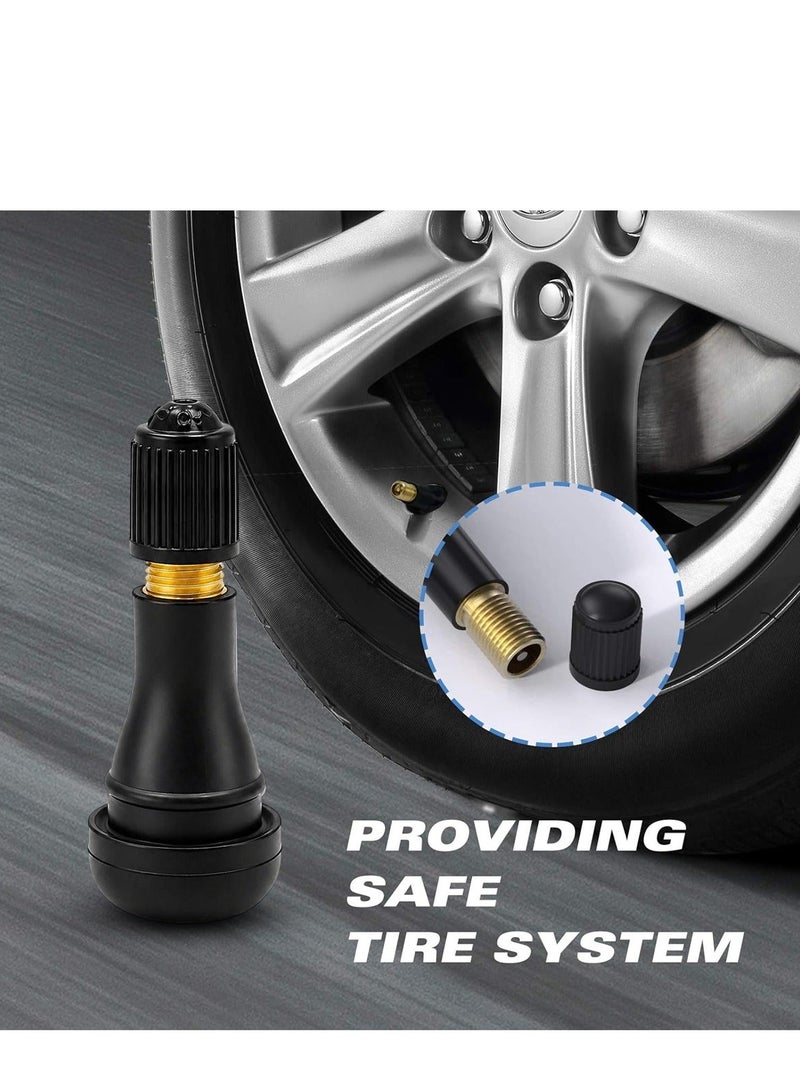 طقم صمامات إطارات TR414 مكون من قطعتين، مناسب للسيارات والدراجات النارية والدراجات الهوائية والشاحنات، بديل لصمامات الإطارات بدون أنابيب، مصنوع من المطاط والنحاس، مقاوم للتسرب ودرجات الحرارة العالية، صمام هواء عالمي للعجلات مع أغطية، لإصلاح إطارات السيارات والدراجات وسيارات الدفع الرباعي والمقطورات - Image 3