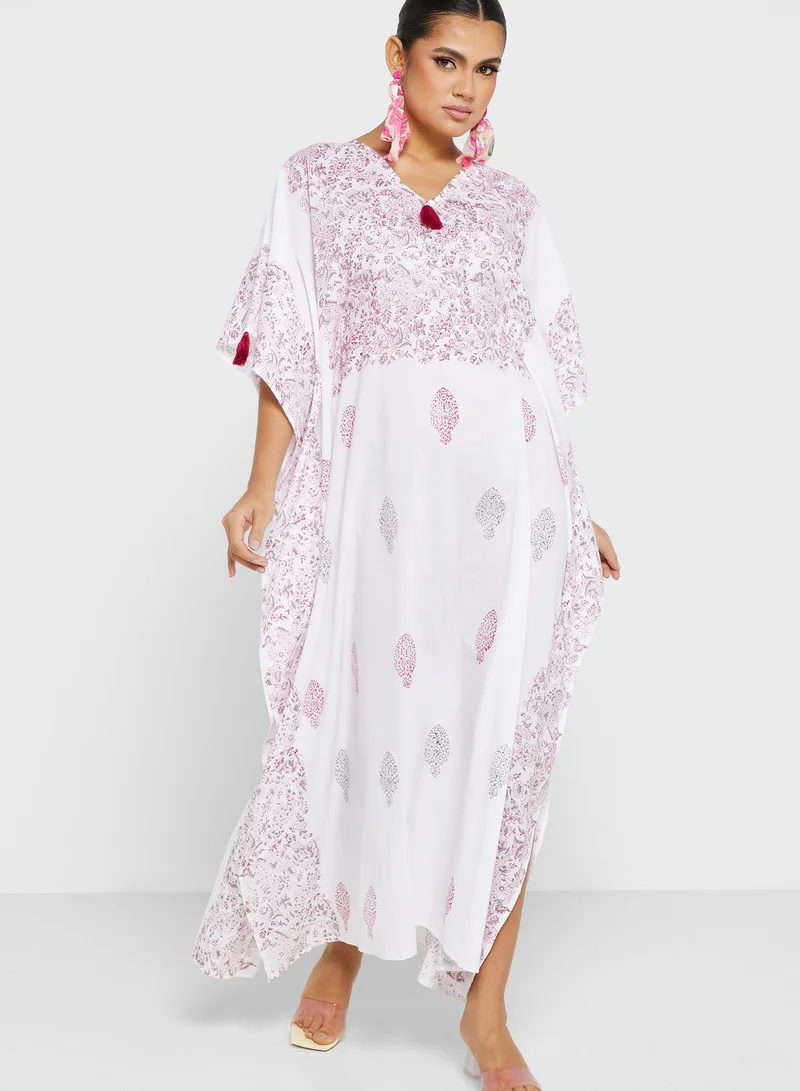 ARABIAN CLOSET Cape Sleeve Printed Kaftan