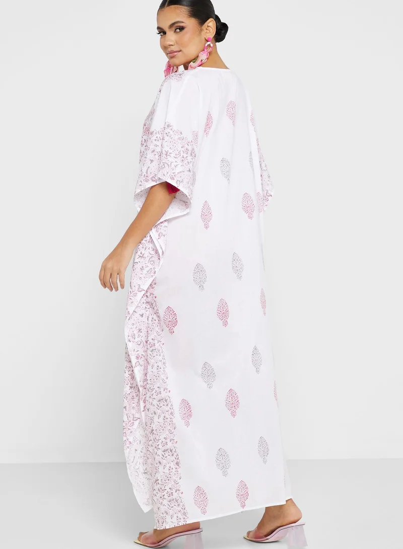 ARABIAN CLOSET Cape Sleeve Printed Kaftan