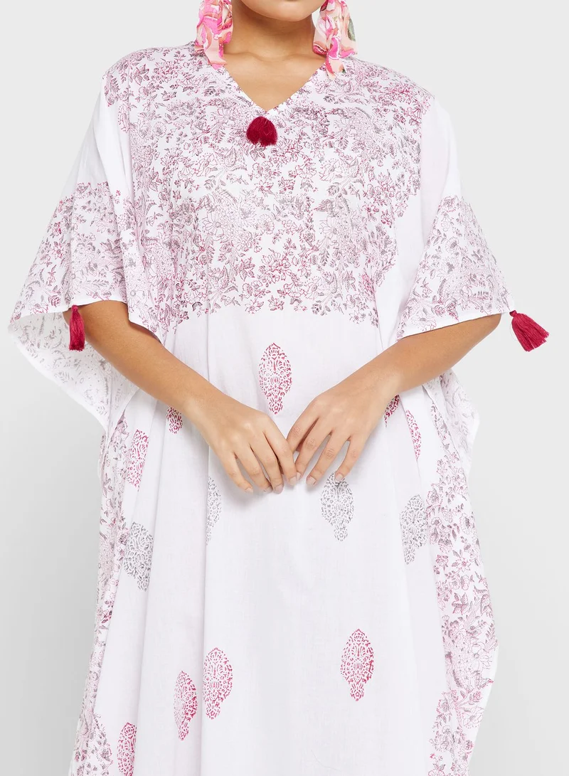 ARABIAN CLOSET Cape Sleeve Printed Kaftan