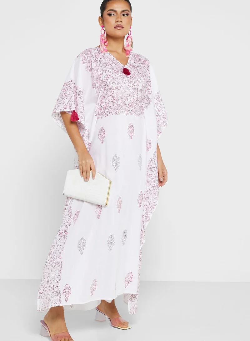 ARABIAN CLOSET Cape Sleeve Printed Kaftan