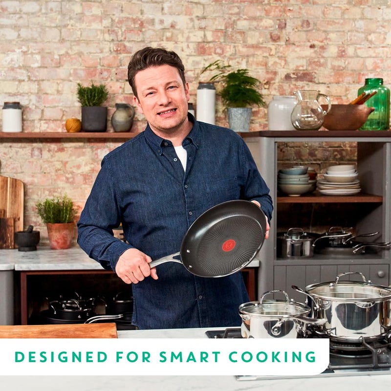 T-fal Tefal x Jamie Oliver Nonstick Coated Stainless Steel Pans 9.5" & 11", Induction Compatible, Oven Safe up to 500Â°F, Chef's Stainless Steel Skillet, Frying Pan, Silver - Image 2
