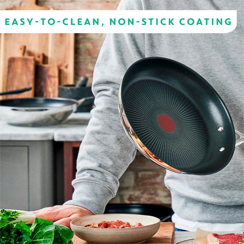 T-fal Tefal x Jamie Oliver Nonstick Coated Stainless Steel Pans 9.5" & 11", Induction Compatible, Oven Safe up to 500Â°F, Chef's Stainless Steel Skillet, Frying Pan, Silver - Image 3