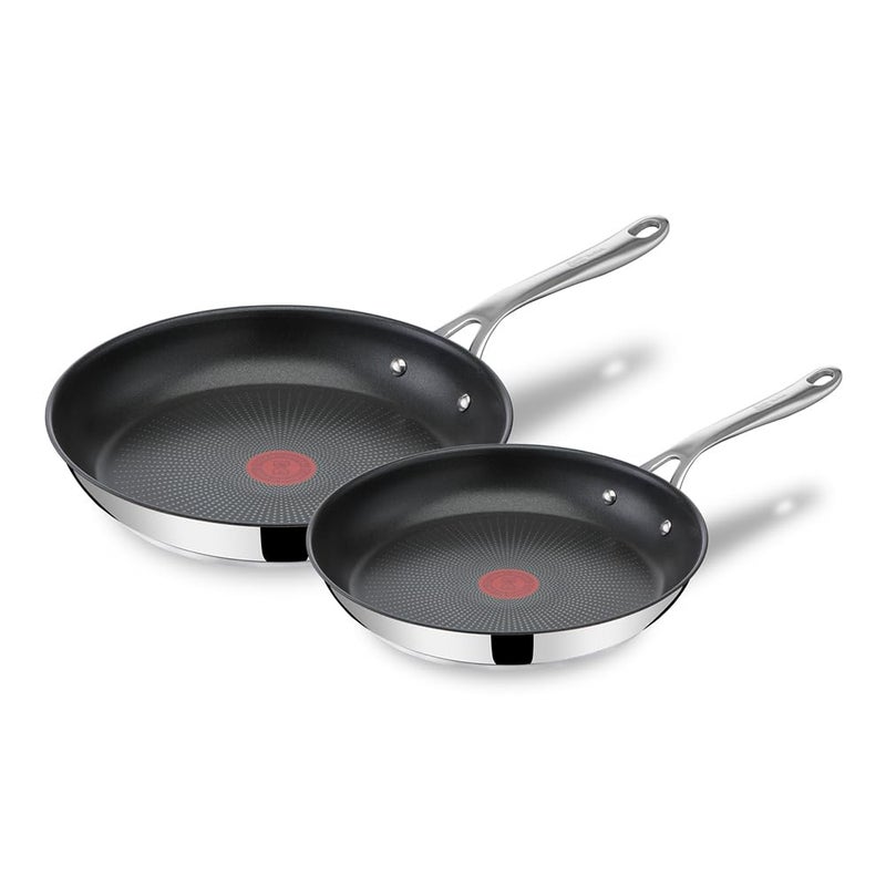 T-fal Tefal x Jamie Oliver Nonstick Coated Stainless Steel Pans 9.5" & 11", Induction Compatible, Oven Safe up to 500Â°F, Chef's Stainless Steel Skillet, Frying Pan, Silver - Image 1