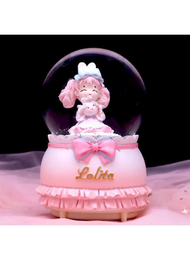 Carousel Crystal Ball Music Box Automatic Snow Snow Boy Girl Princess Children Birthday Graduation Gift-Color:54 Lolita Large Powder [automatic Snow]-Size:Luxurious Packaging + Greeting Card + Handbag [written Greeting Card] - Image 1