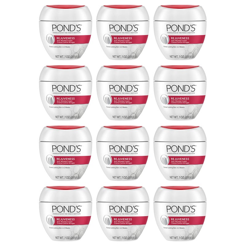 Pond's Rejuveness Face Cream for Women, Anti-Aging Face Moisturizer Skin Care with Alpha Hydroxy Acid and Collagen, 7 oz, 12 Pack - Image 1