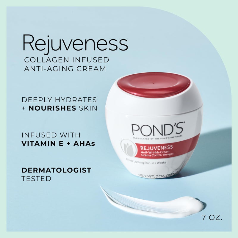 Pond's Rejuveness Face Cream for Women, Anti-Aging Face Moisturizer Skin Care with Alpha Hydroxy Acid and Collagen, 7 oz, 12 Pack - Image 2