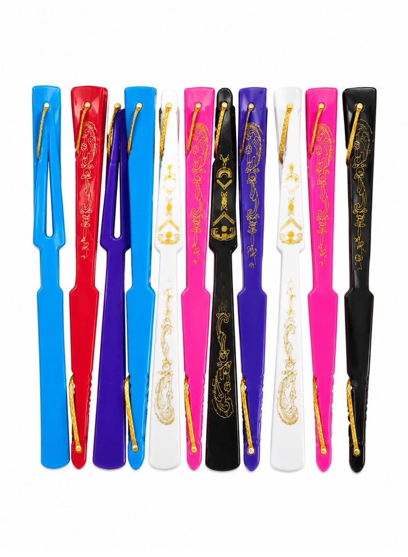 Women's foldable hand fans featuring colorful peacock-tail-inspired designs – classic Spanish-style fans suitable for weddings, décor, and gifts (assorted colors, set of 12). - Image 1