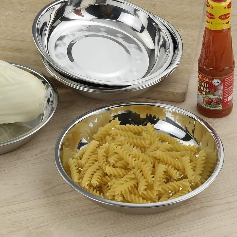 Nicesh 7.64 Inch Stainless Steel Round Plate  Dinner Plate Dish  Pack of 6 - Image 5