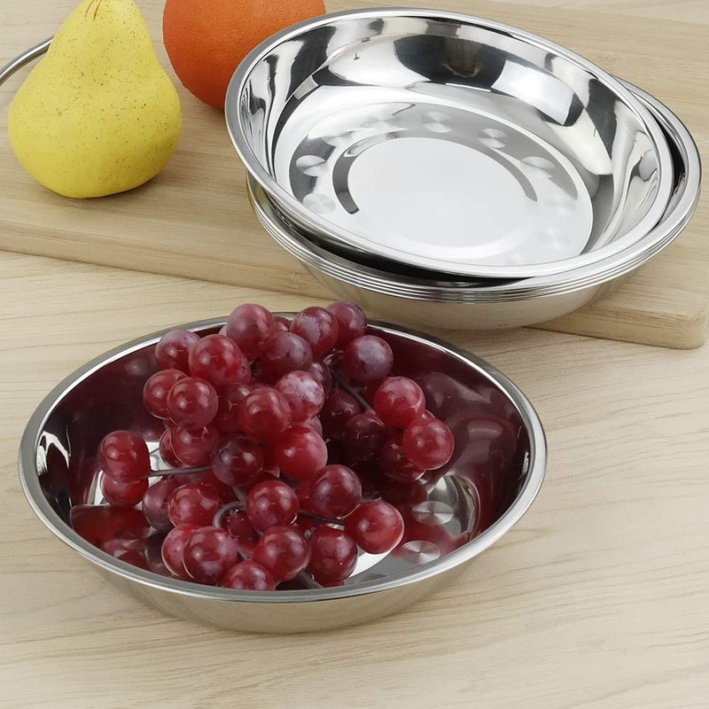 Nicesh 7.64 Inch Stainless Steel Round Plate  Dinner Plate Dish  Pack of 6 - Image 4