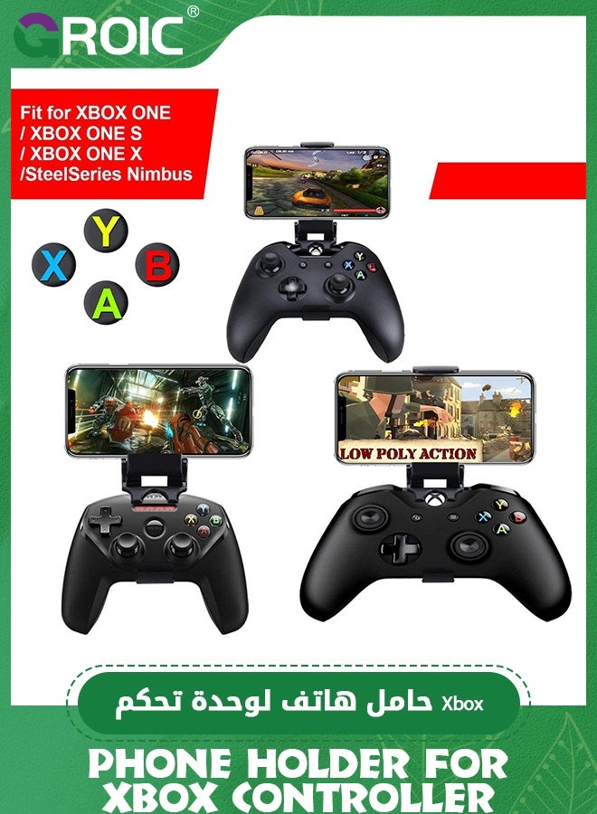 2 Pcs Foldable Phone Holder for Xbox Controller, Cellphone Clamps Compatible with Microsoft Xbox One S, Xbox One X, SteelSeries Nimbus & XL Bluetooth Wireless Controllers