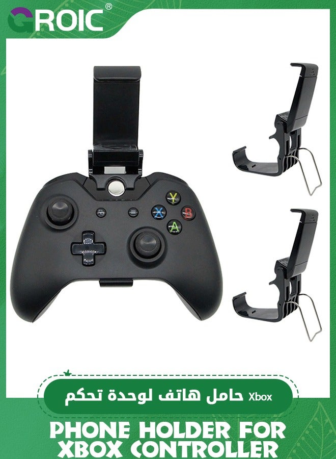 GROIC 2 Pcs Foldable Phone Holder for Xbox Controller, Cellphone Clamps Compatible with Microsoft Xbox One S, Xbox One X, SteelSeries Nimbus & XL Bluetooth Wireless Controllers  - Image 1