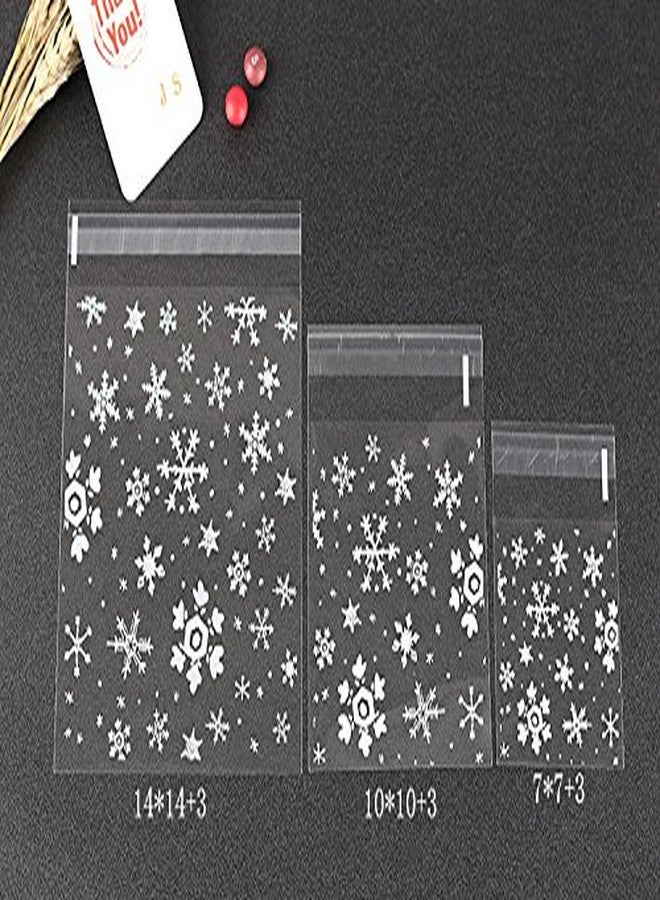 AKOAK 100 Count Resealable Clear Snowflake Bags Sweets Cookies Lollipops Cake Cellophane Bags Packaging Candy Cookie Plastic Bag Wedding Birthday Chrismas Party10cm x 10cm +3cm - Image 4
