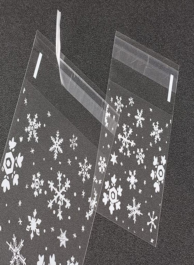 AKOAK 100 Count Resealable Clear Snowflake Bags Sweets Cookies Lollipops Cake Cellophane Bags Packaging Candy Cookie Plastic Bag Wedding Birthday Chrismas Party10cm x 10cm +3cm - Image 5