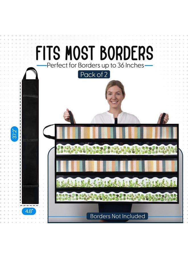 Essex Wares Pack Of 2, Bulletin Board Border Storage, Black, 37.5" X 23.8" Unfolded Size - Bulletin Border Storage Pocket Charts For Easy Border Organization, Portable Border Storage Box For Teachers  - Image 2