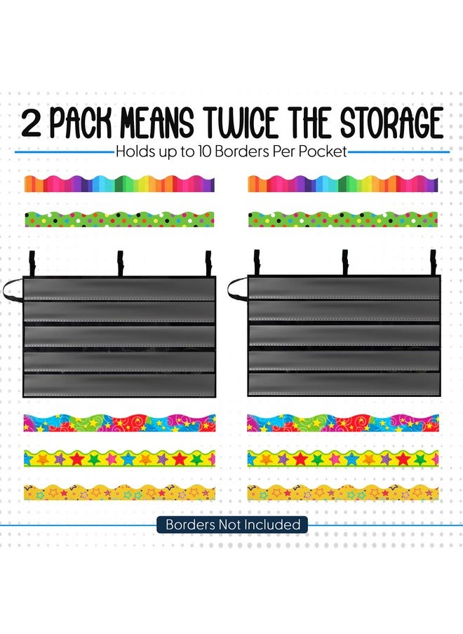 Essex Wares Pack Of 2, Bulletin Board Border Storage, Black, 37.5" X 23.8" Unfolded Size - Bulletin Border Storage Pocket Charts For Easy Border Organization, Portable Border Storage Box For Teachers  - Image 3