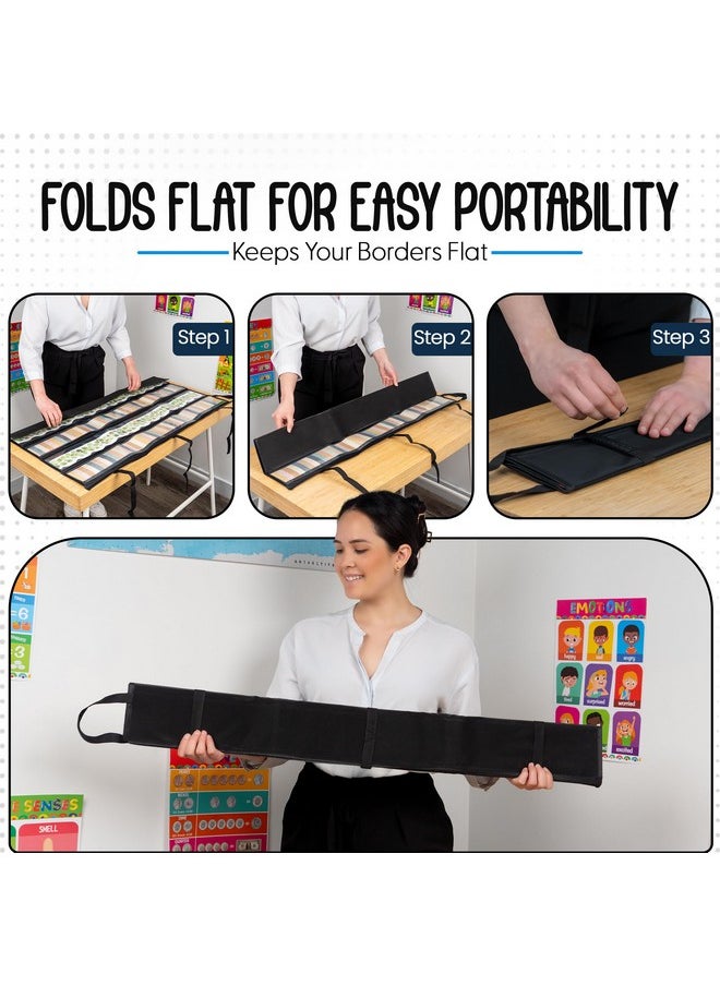 Essex Wares Pack Of 2, Bulletin Board Border Storage, Black, 37.5" X 23.8" Unfolded Size - Bulletin Border Storage Pocket Charts For Easy Border Organization, Portable Border Storage Box For Teachers  - Image 4
