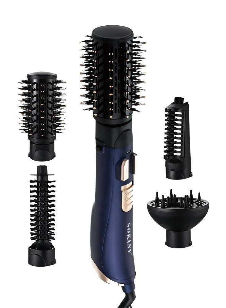 Sokany 4 in 1 Rotating Hair Dryer Set, 1400 Watts, Rotatable and Retractable, Safe to Use (Durable Copper Motor + Overheat Protection) 3 Temperature Levels, One-Step Hair Dryer, Hair Straightener, Styling Tools, Hot Air Brush, All Hair Items Included - SK-15007