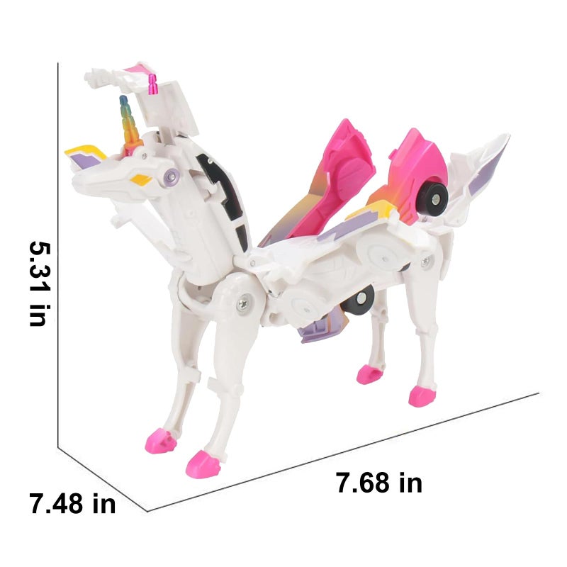 liluwushe Unicorn Collision Transforming Cars Toy, 2 in 1 Magnetic Cars Collision Transform into Unicorn Toy, for Boys Girls Age 3-12, Magnetic robo car Set |Party Gift for Birthday, Christmas(Pink) - Image 2