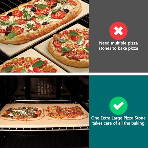 XccMe Extra Large Pizza Stone 22" x 14",Rectangular Pizza Grilling/Baking Stone 22 Inch,Industrial Commercial Home Oven Stone,Ideal for Grilling Baking Several Pizzas Bread - Image 5