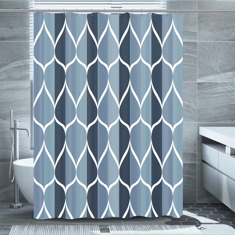 Gelbchu Aegean Blue Fabric Bath Shower CurtainWaterproof Design and PolyesterQuickDryingHeavy WeightExtra Long Cloth Shower Curtain Set for Bathroom W 72 x H 84Machine Washable with 12 Hooks