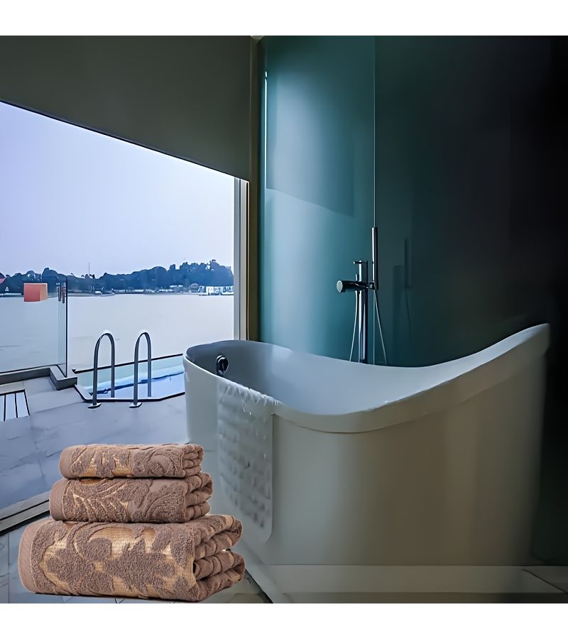 Pink 3pcs 100% Cotton Towel Set With Exquisite Embroidery and Luxurious Style - Image 4
