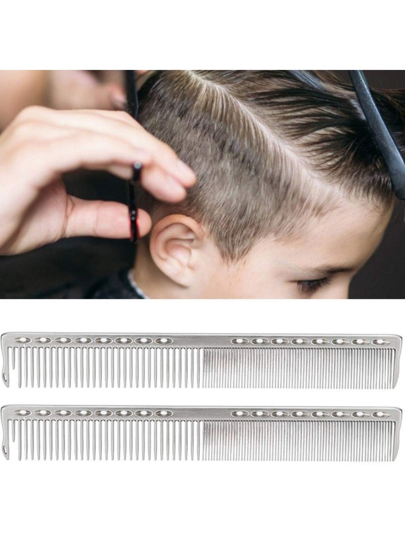 Oasisgalore Styling Comb 2pcs Professional Stainless Steel Haircut Comb Salon Hairdressing Comb Styling Tool For All Hair Types Fine and Wide Tooth Hair Barber Comb(Silver)  - Image 4