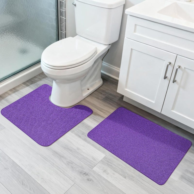 Ultra Thin Bathroom Rug Set: Quick Dry Non-Slip Purple Bathroom Rugs for Bathroom Decor - Image 1
