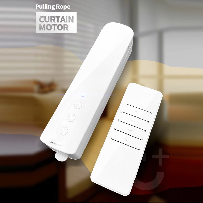 USB Power Supplys Pulling Rope Curtain Motor Intelligent Home Office Hotel Pull Bead Curtain Motor Multifunctional Curtain Motor with Remote Controller Adapter - Image 3