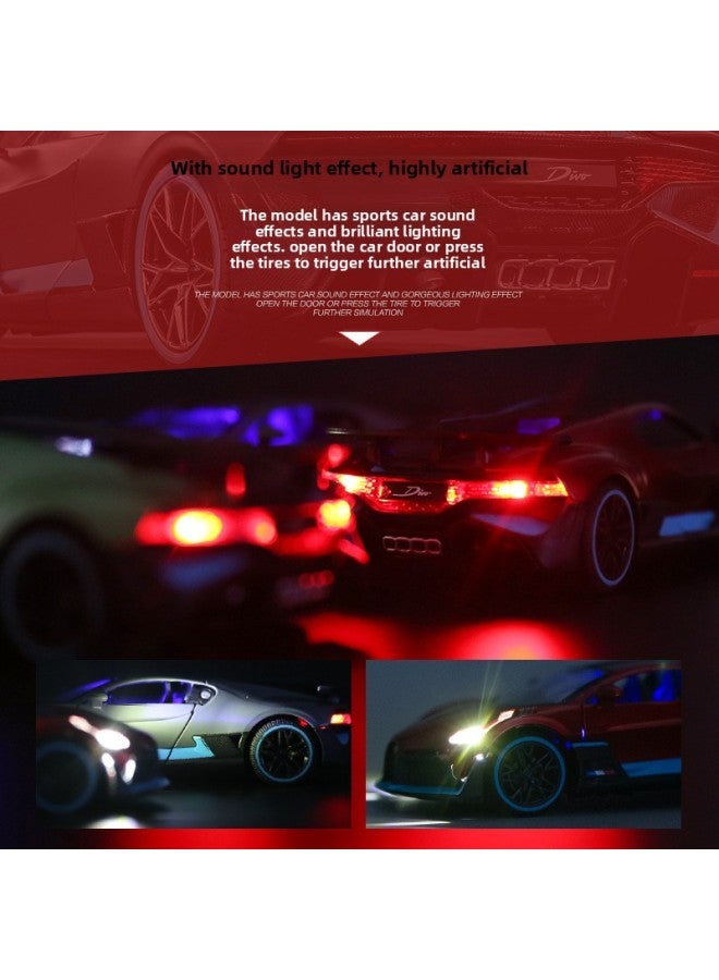[Boxed] Skyhawk Cloth **DIVO Sports Car Famous Car Alloy Sports Car Model Sound And Light Pull Back Toy 8968-Color:Blue - Image 4