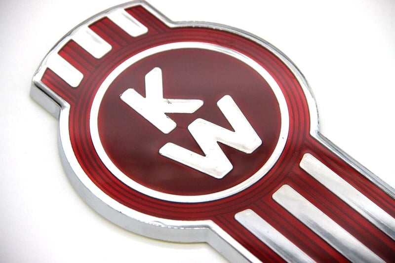 Kenworth Bug Hood Grille Logo Emblem Badge - Chrome Red Metal Flake Plastic - Image 5