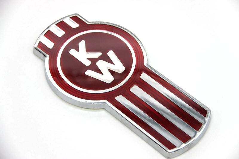 Kenworth Bug Hood Grille Logo Emblem Badge - Chrome Red Metal Flake Plastic - Image 4
