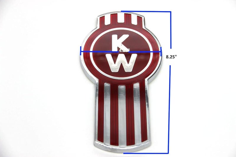 Kenworth Bug Hood Grille Logo Emblem Badge - Chrome Red Metal Flake Plastic - Image 3